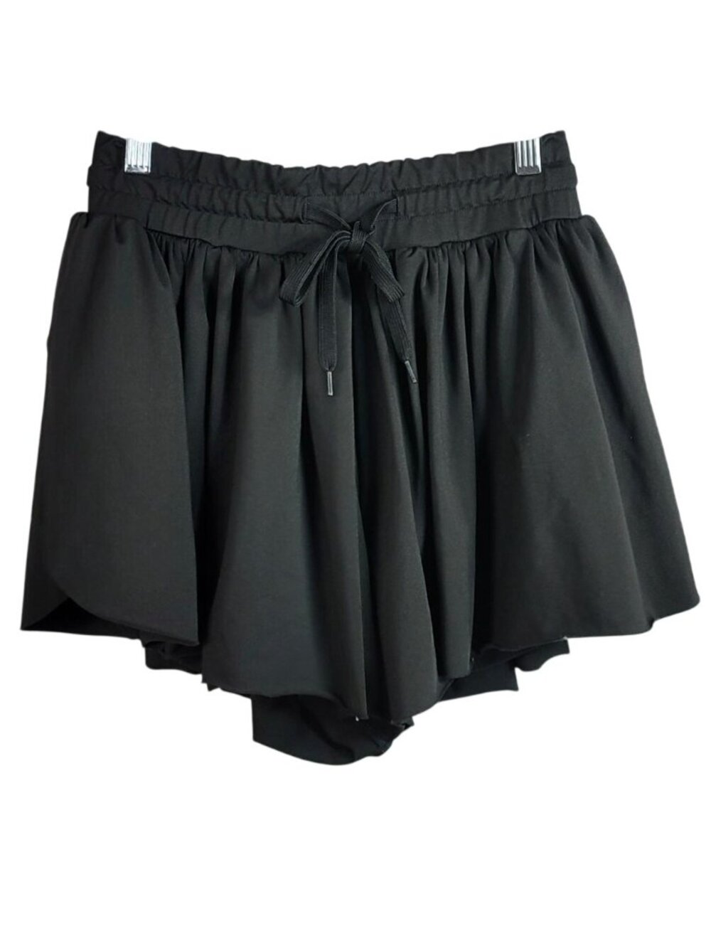Ewedoos Women Athletic Skort Black Medium Drawstring Hi Waist Raw Hem Bike Liner